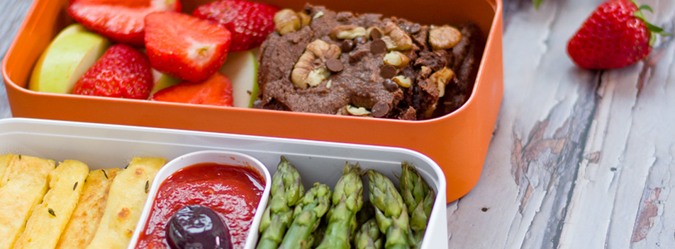 lunch box vegan - brownie vegan et frites de panisse